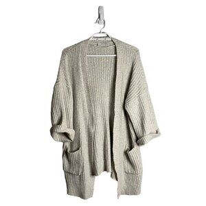 Kaffe Women's Light Gray Open Front Knit Cardigan
